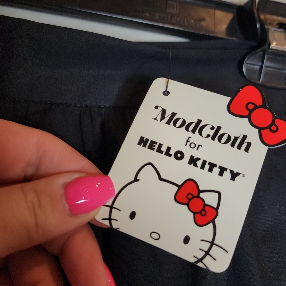 NWT ModCloth x Hello Kitty Let's Go Rainbow A-Line Black Skirt Cotton Large - Picture 14 of 16